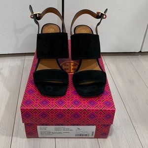 Black TB T-Logo Block heel sandals